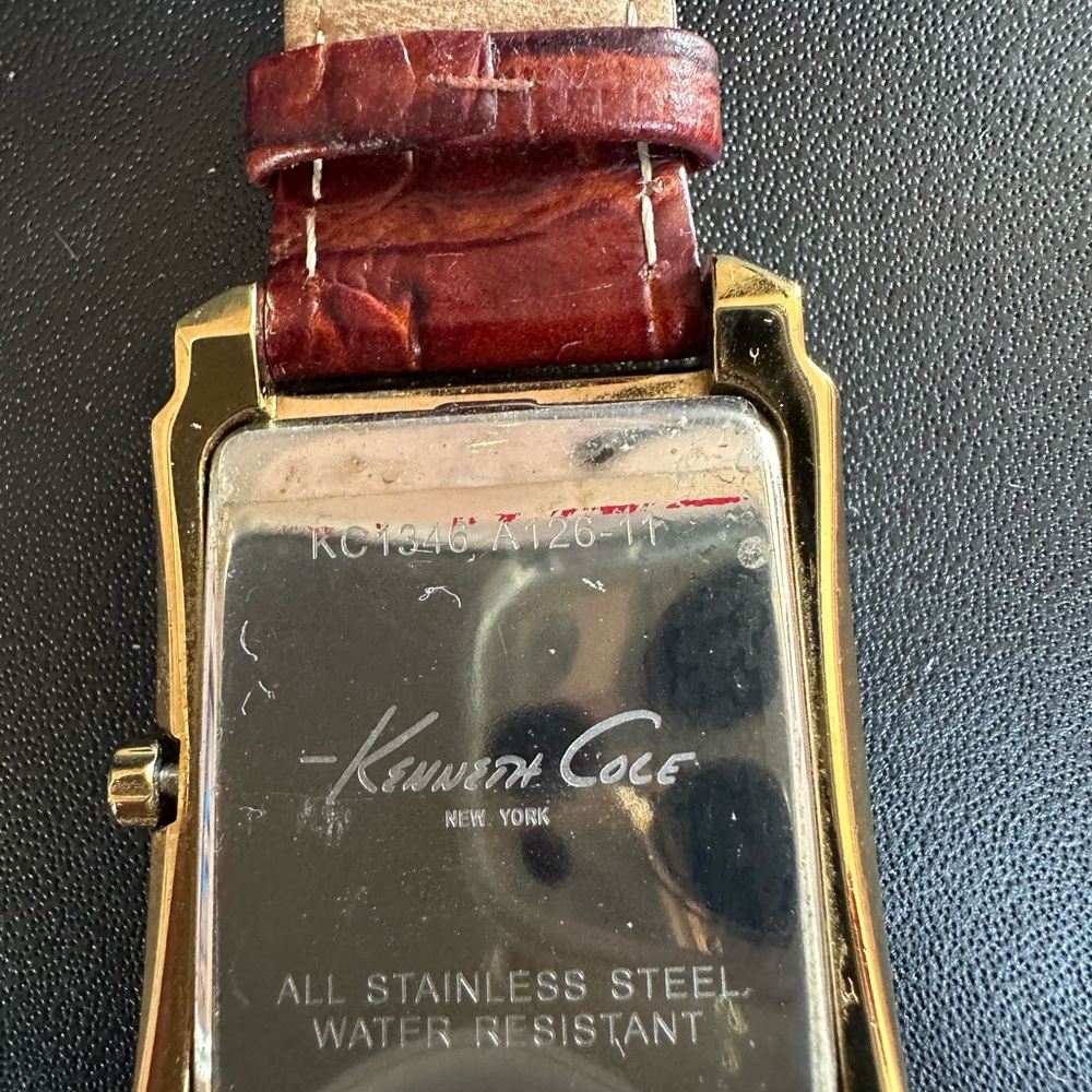 Kenneth Cole Gold Watch with Burgundy Strap - Picture 4 of 7
